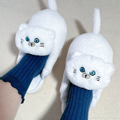 chausson chat blanc